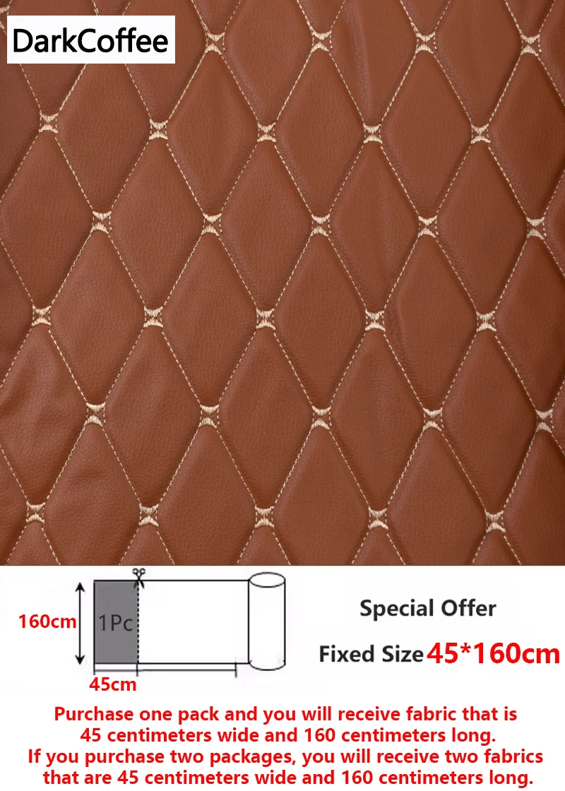 45/90 x 160 cm Sonderangebot bestickter karierter Stoff, Schwamm-Zwischenschicht-Lederstoffe für die Dekoration des Autos im Sitzkissen