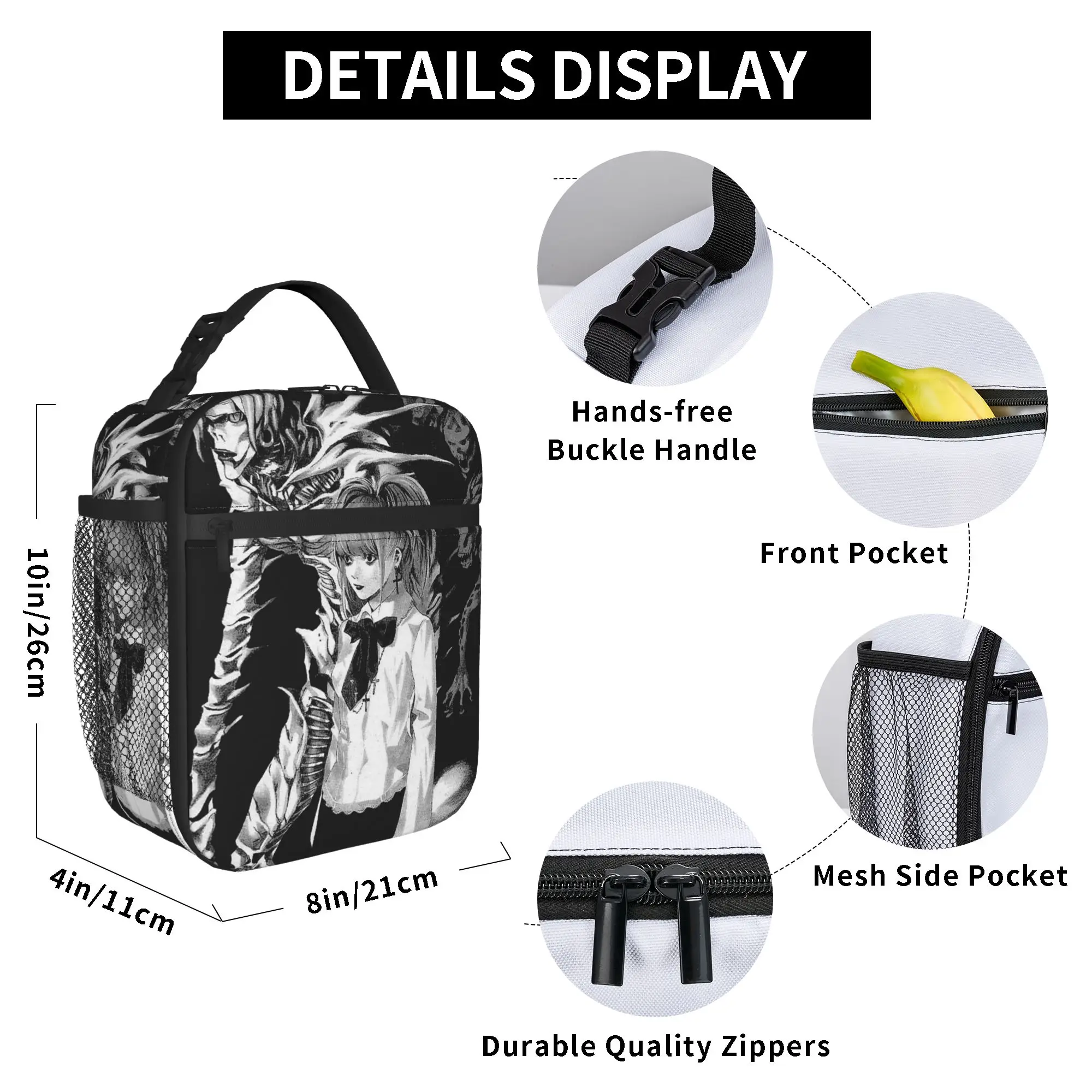 Death Note Misa Manga Insulated Lunch Bag Large Anime Lunch Container Thermal Bag Tote Lunch Box Work  Travel Bento Pouch view 6