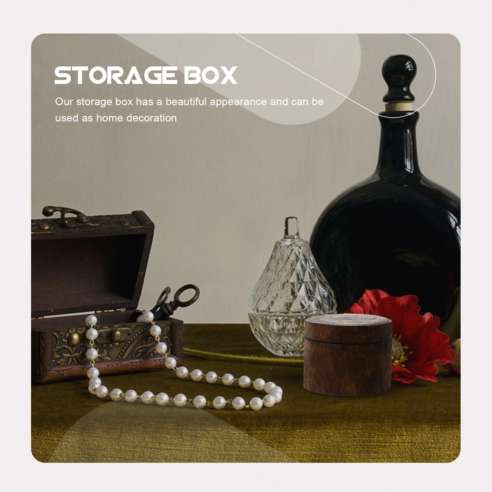 

1pc Solid Wood Jewelry Box Retro Storage Case For Necklace Ring Bracelet Organizer Wooden Container Home Decor