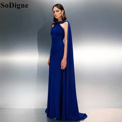 SoDigne Elegant Royal Blue Evening Dresses A-Line Halter Backless Pleated Party Dress 2025 Formal Occasion Prom Gowns Customized