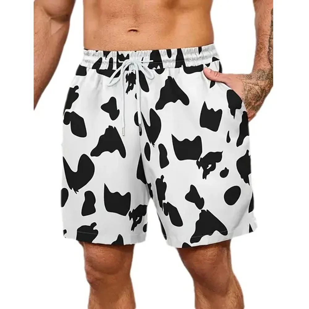 

Black White Cow 3d Print Men's Beach Shorts Surf Board Shorts Summer Man Funny Spots Short Pants Breathable Mesh Casual Clothing