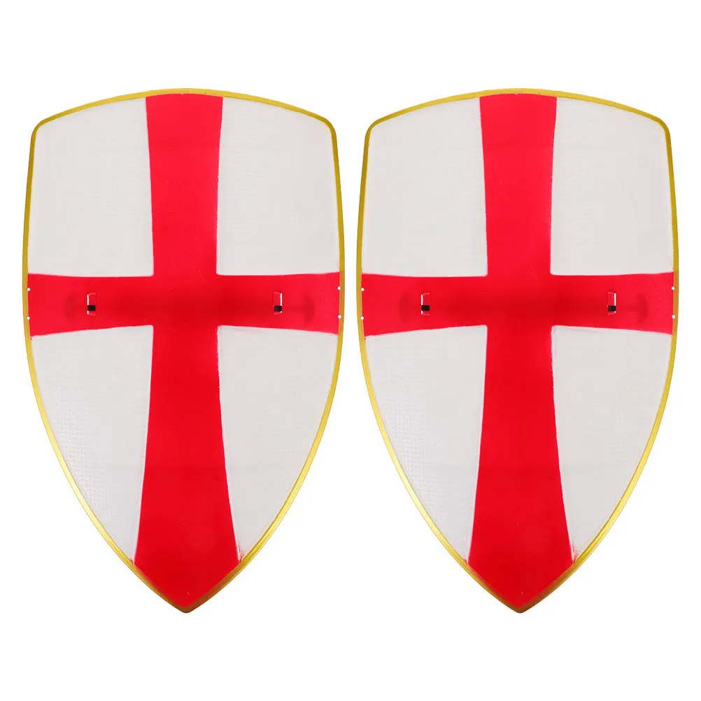 2Pcs Cartoon Cross Pattern Shield Kids Cosplay Accessory Resistant Plastic Props for Parent Child Interaction Play
