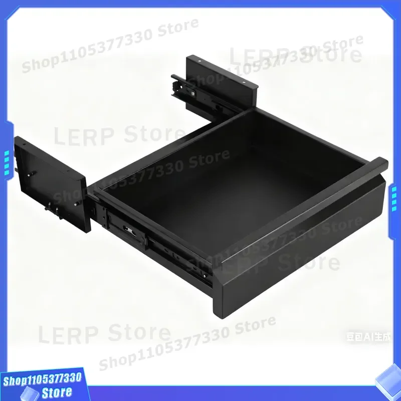 Under Desk Sliding Drawer Storage Box for Sit Stand Workstation Office Desktop Organizer Hidden File Cabinet Space Saver