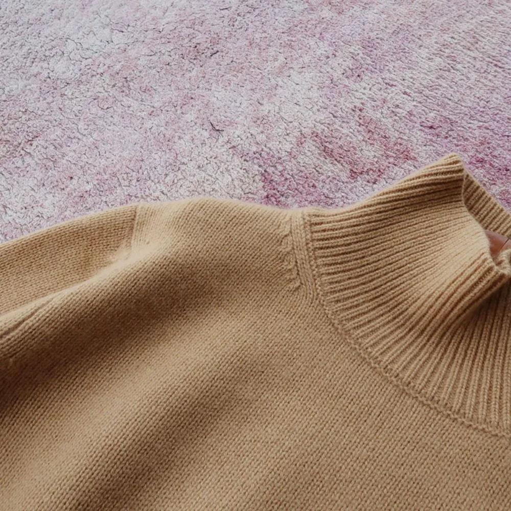 Cashmere Thick Long Sleeve Half Turtle Sweater Loose Casual Knitted Women Pullovers