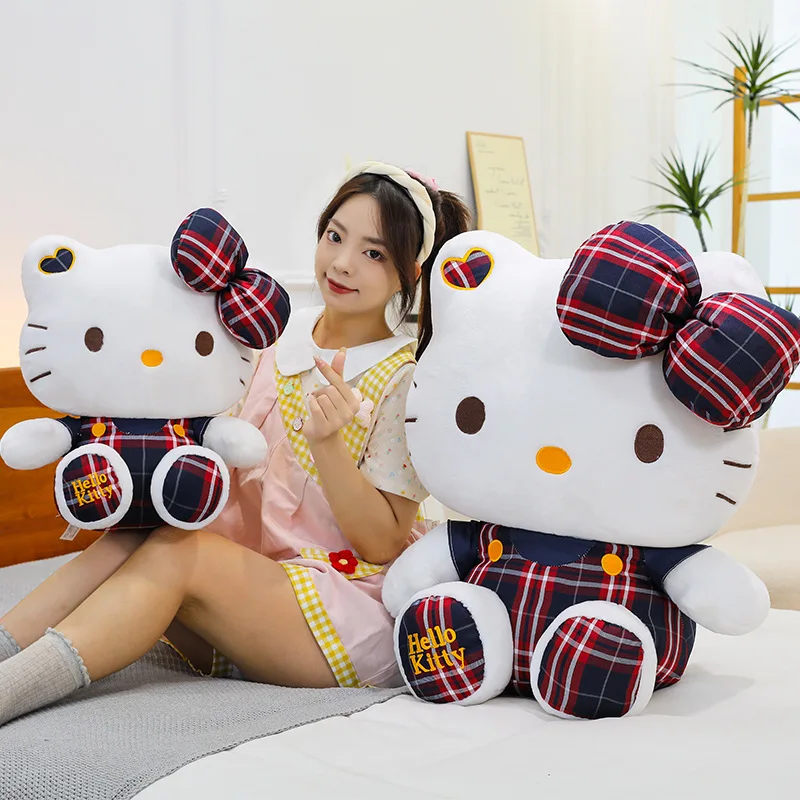 55cm sanrio kawaii olá kitty brinquedo de pelúcia kt gato boneca de pelúcia anime bonito crianças aniversário presente natal travesseiro sono para crianças