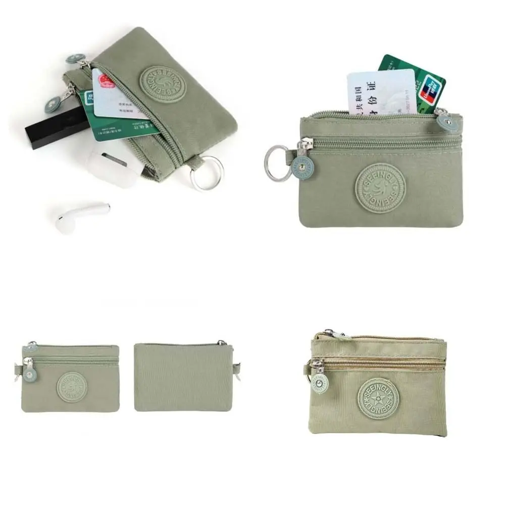 Porte-monnaie coréen à fermeture éclair courte, double couche, portefeuille en nylon, poche étanche, sac d'argent, porte-cartes, sac de rouge à lèvres