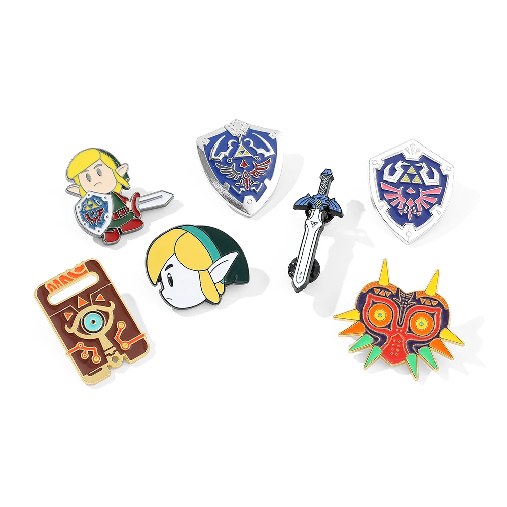 7 Peças de Broches de Anime com Personagens de Desenhos Animados, Pin de Esmalte Escudo Hailia, Emblema de Metal, Joia, Acessórios para Mochilas e Roupas, Presente