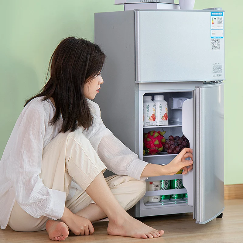 Mini Refrigerator Home Office Double Door Small Fridge Portable Refrigerator for Rental House Kitchen Appliances Smart Pro