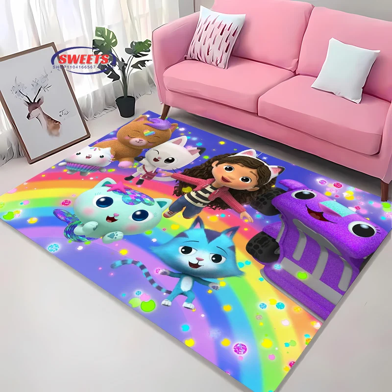 3D HD G-Gabbys D0llhouse Cartoon Area Carpet, Rug for Living Room Tapete for Bedroom Sofa Doormat Decor,Kid's Non-slip Floor Mat