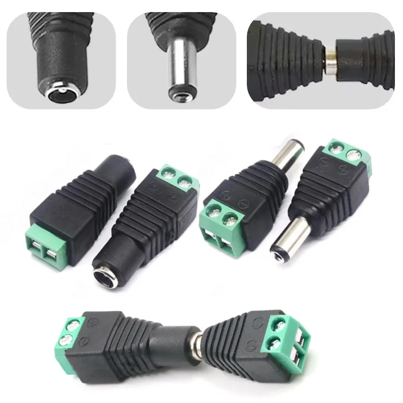 

DC 12V Male Female Connectors 2.1*5.5mm Power Plug Adapter Jacks Sockets Connector For CCTV Camera