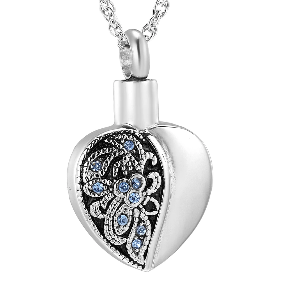 

Vintage Heart Cremation Urn Necklace Stainless Steel Jewelry Mini Urns For Human/Pet Ashes Customized Woman Memorial Keepsake