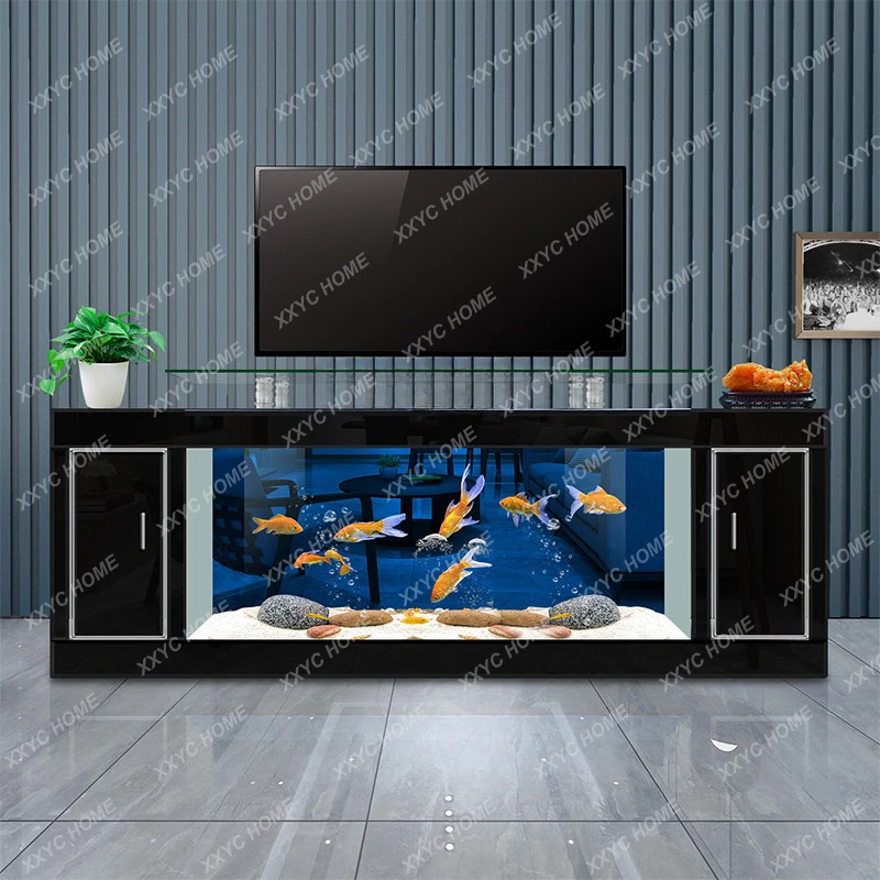 TV Cabinet Fish Tank Household Floor Large Ecological Landscaping Glass Change Water Fish Globe