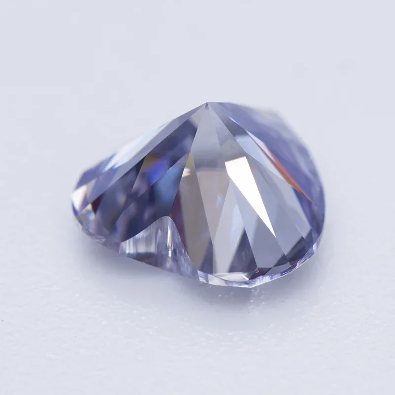 Moissanite Stone Heart Cutting Lavender Color Gemstones Lab Grown Advanced Jewelry Making Materials Diamond with GRA Certificate