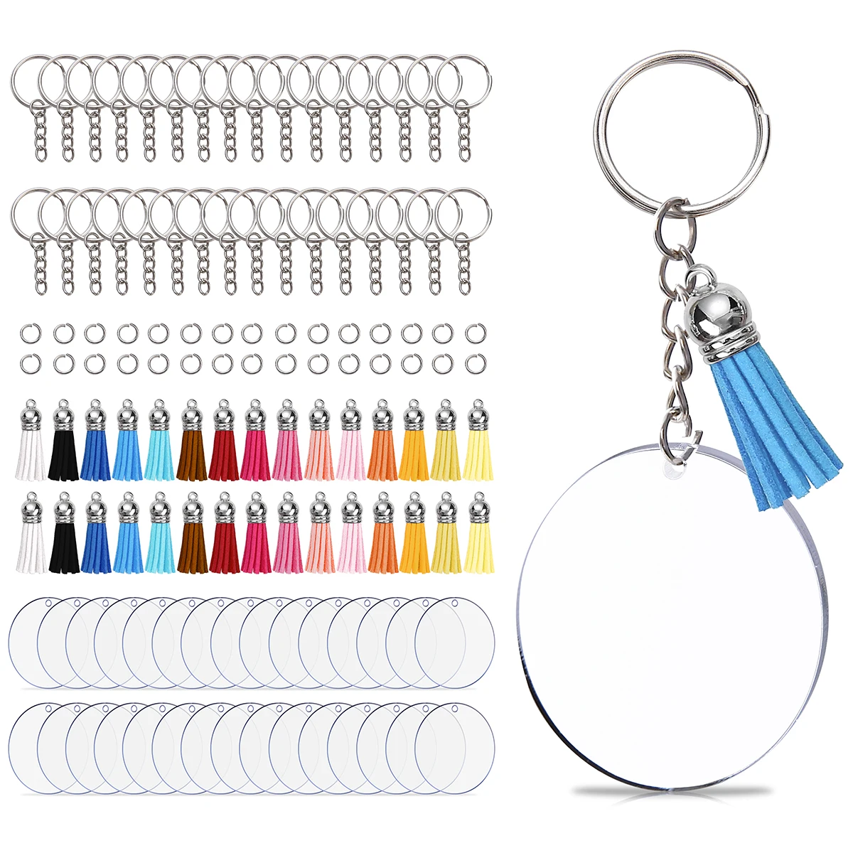 40 قطعة معدنية يا خاتم الربيع المشبك قابلة للفتح حلقة تسلق مستديرة المفاتيح مع شرابة جلدية وويفر DIY بها بنفسك الملحقات