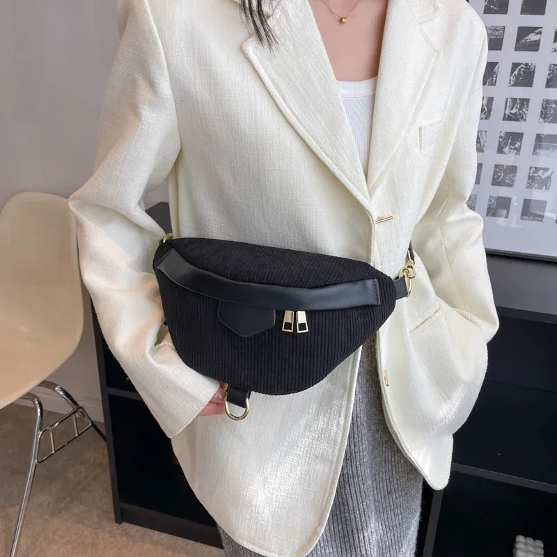 Winter Female Belt Bag Corduroy Fanny pack And Phone Pack Fashion Ladies Shoulder Crossbody Chest Bags New Lady Waist Bag Clutch