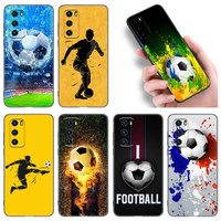 Football Soccer Ball Phone Case For Huawei P8 P9 P10 P20 P30 P40 Lite E P50 P Smart Pro Z S 2018 2019 2020 2021 Soft Black Cover