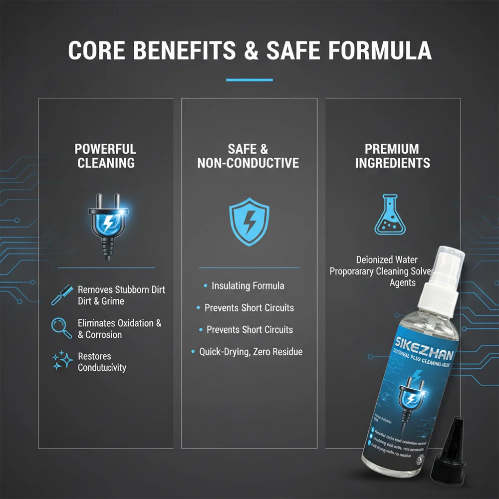 105ml Electronic Plug Cleaner - Restores Conductivity. Non-Conductive Spray Removes Rust & Dirt. Quick Dry, Safe for Connectors.