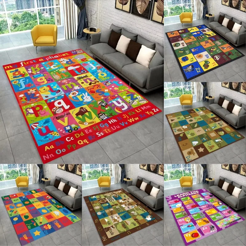 ABC Cartoon Alphabet Children Crawling Kids Playroom Early Education Area Rug,Carpet for Living Room Bedroom Sofa,Non-slip Mat
