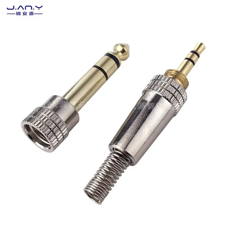 6.35 male internal thread to 3.5mm with locking plug stereo dual channel small to large audio docking converter head