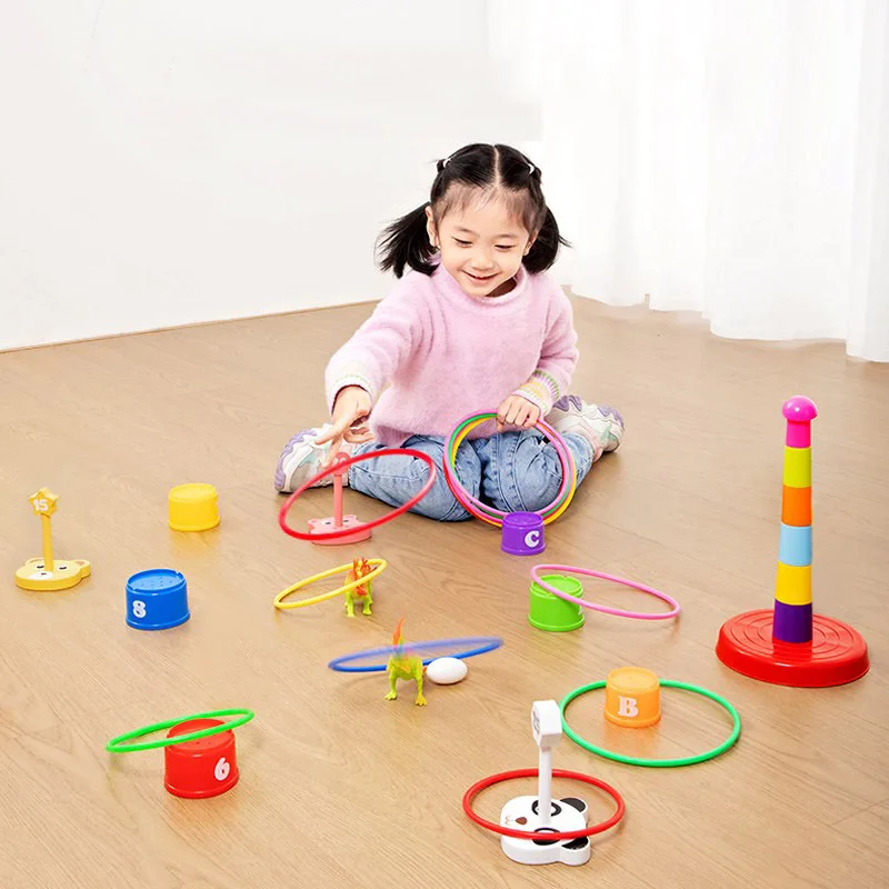 5 pièces anneaux en plastique jeu enfants anneau lancer stand carnaval jardin arrière-cour Sports de plein air jouets lancer vitesse agilité jeux d'entraînement