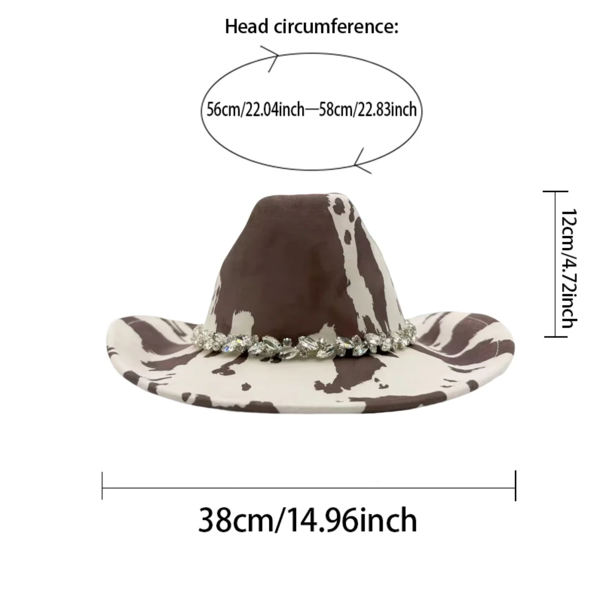 HongLuan قبعة رعاة البقر الغربية حجر الراين رجل - إكسسوارات رعاة البقر خمر وقبعات راعية البقر البلد للسيدات البالغات #6