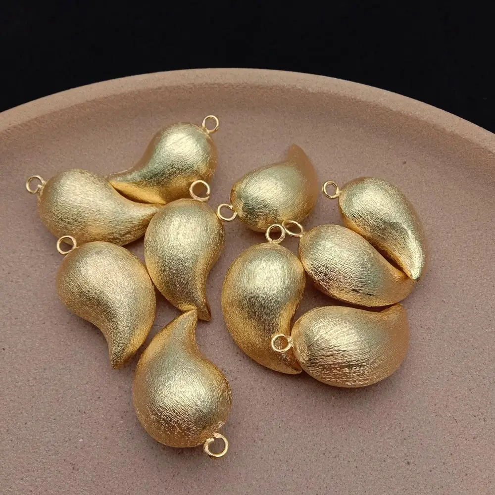 Wholesale 10 PCS Matte Finish 19x32mm Pepper Shape Beads Gold Plated Charm Pendant DIY Beads