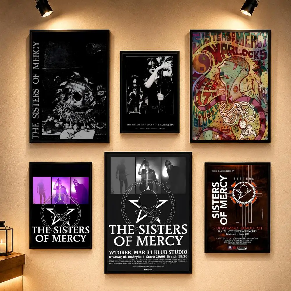 Affiche de groupe de rock T-The Sisters of MercyS, affiche Vintage rétro Anime, autocollants à coller et à décoller, décoration murale pour la maison