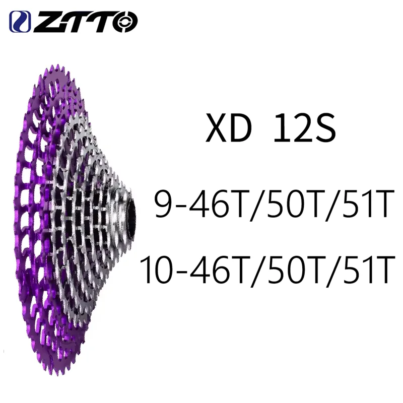 ZTTO Purple-Silver MTB XD Cassette 12S 291g-314g Universal 9/10-46T/50T/51T CNC SLR3 K7 Sprockets