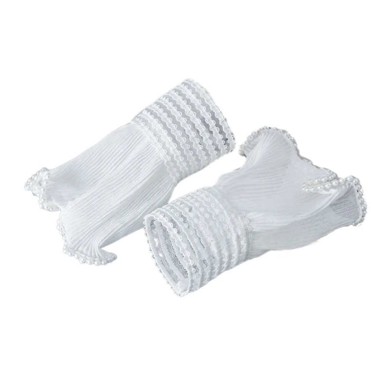 Elaborate Detachable Sleeves Cuffs White Women Lace Wedding Flounces Ruffled Paired Wrist Warmer Ruffled for Sweater