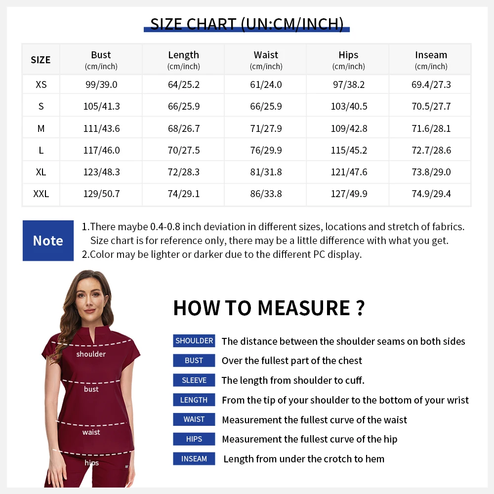 Scrub medico Set Uniformi spa Uniforme da lavoro sanitario Estetista Abiti da lavoro Scrub Top Pantaloni Set Abbigliamento da lavoro unisex per farmacista