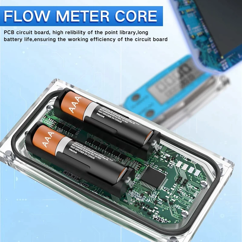 Digital Turbine Water Flow Meter Digital LCD Display With NPT Counter And FNPT Thread Gas Oil Fuel Flowmeter (1 Inch)