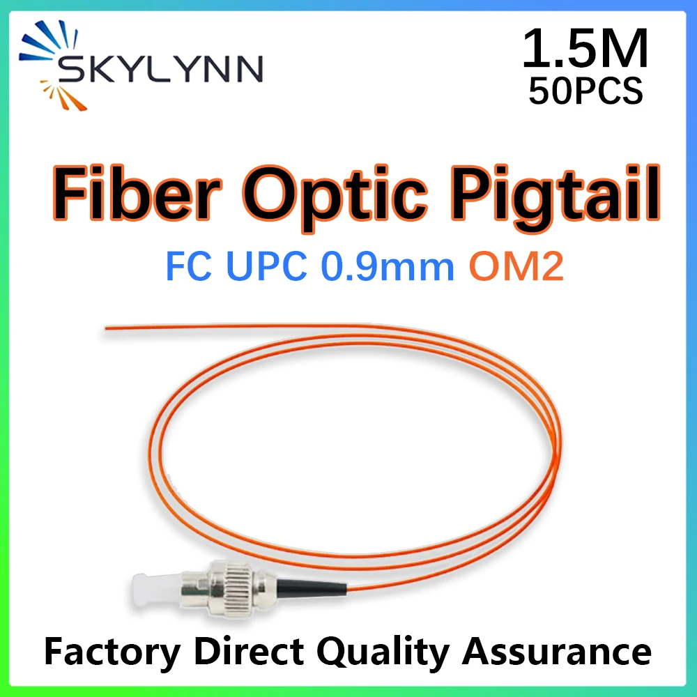 50Pcs 1.5M FC UPC Pigtail Optic Fiber Cable 0.9mm OM2, Orange,LSZH Fiber Optic Pigtails Factory Direct High Quality