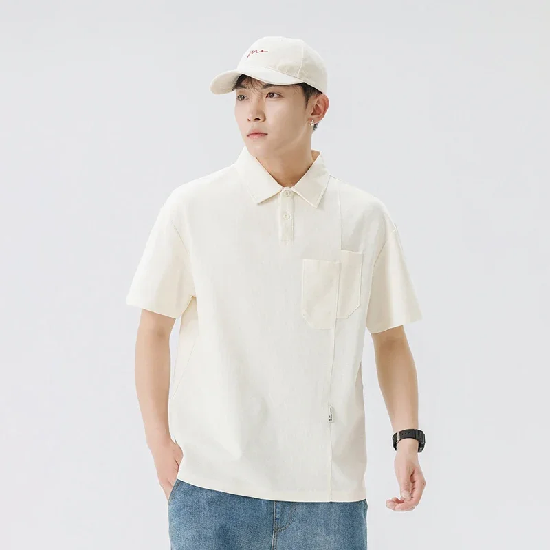 TFETTERS Brand Men's Business Casual Polo Shirt Short Sleeve Summer Blend Work Shirt Functional Pocket Fashion Collar Design