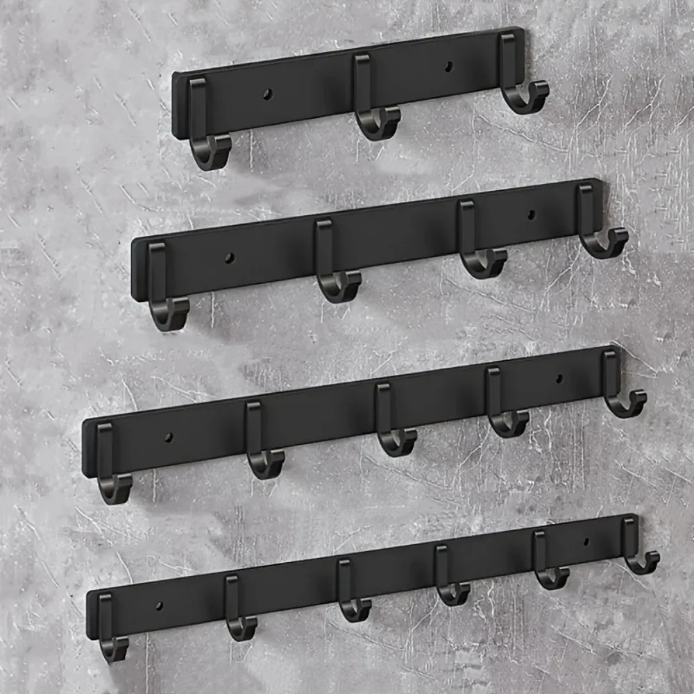 1pc Modern Black Aluminium Wall Mounted Hooks - Superb for Towels, Coats and Clothes in Bathroom Space