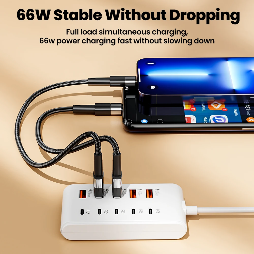 شاحن 5 من النوع C مع 5 محول USB Hub موسع Spiltter PD شحن سريع متعدد المنافذ 10 في 1 شاحن USB C عالمي