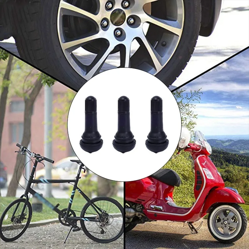 أسود TR413 لايحتاج سيارة عجلة الاطارات صمام ينبع مع قبعات المفاجئة في نوع المطاط قضيب صمام الإطارات غطاء عالية الجودة اكسسوارات السيارات #3