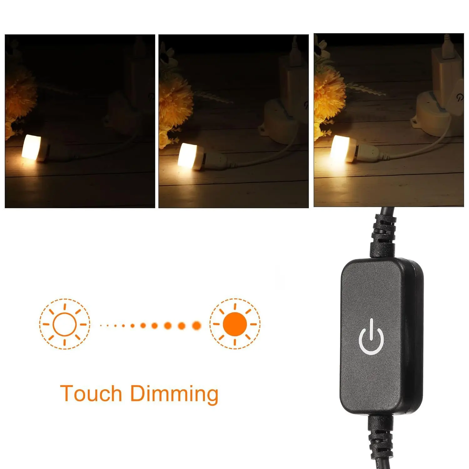 USB LED Touch Dimmer DC 5V Ribbon Brightness Adjust Switch Controller Connector For 5050 3528 2835 5 Volt Strip Lights