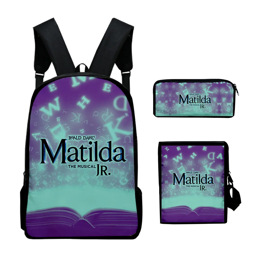 

Classic Roald Dahl's Matilda the Musical 3D Print 3pcs/Set School Bags Laptop Daypack Backpack Inclined shoulder bag Pencil Case