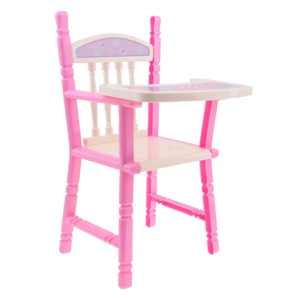 Silla alta rosa, modelo de silla de comedor para accesorios de muñecas Reborn Girl de 9-11 pulgadas