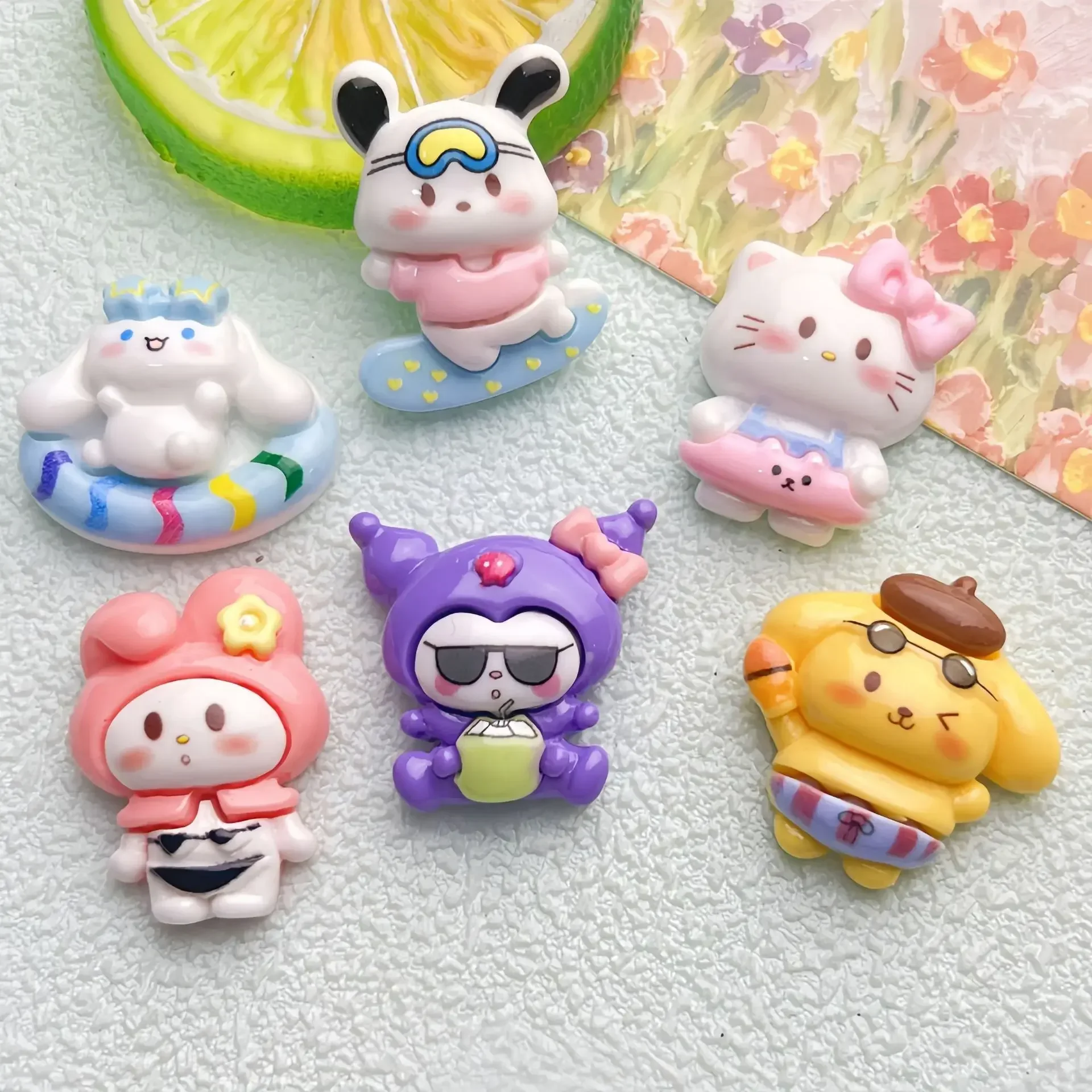 Cabujones de resina de hello kitty kuromi para verano, suministros de manualidades, 5 piezas
