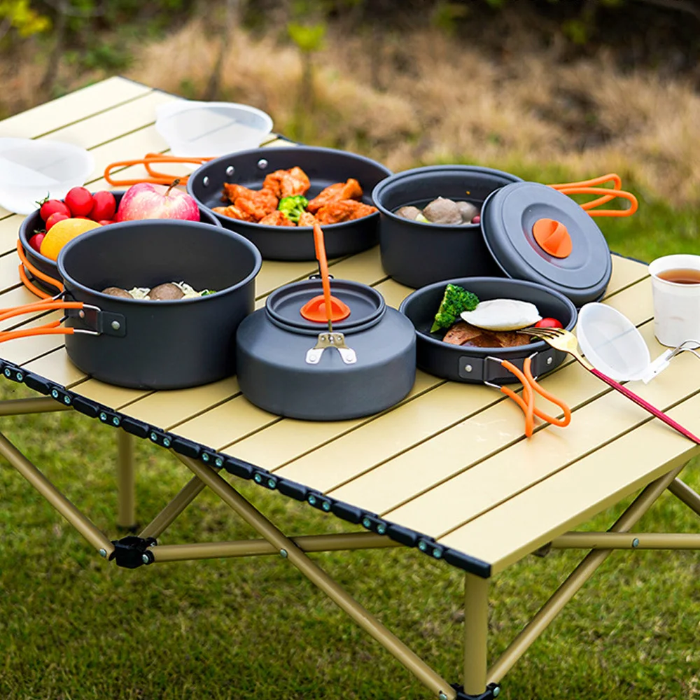 

E-RIKE Wholesale Family Picnic Outdoor Aluminum Lightweight Camping Folding Cookware Set