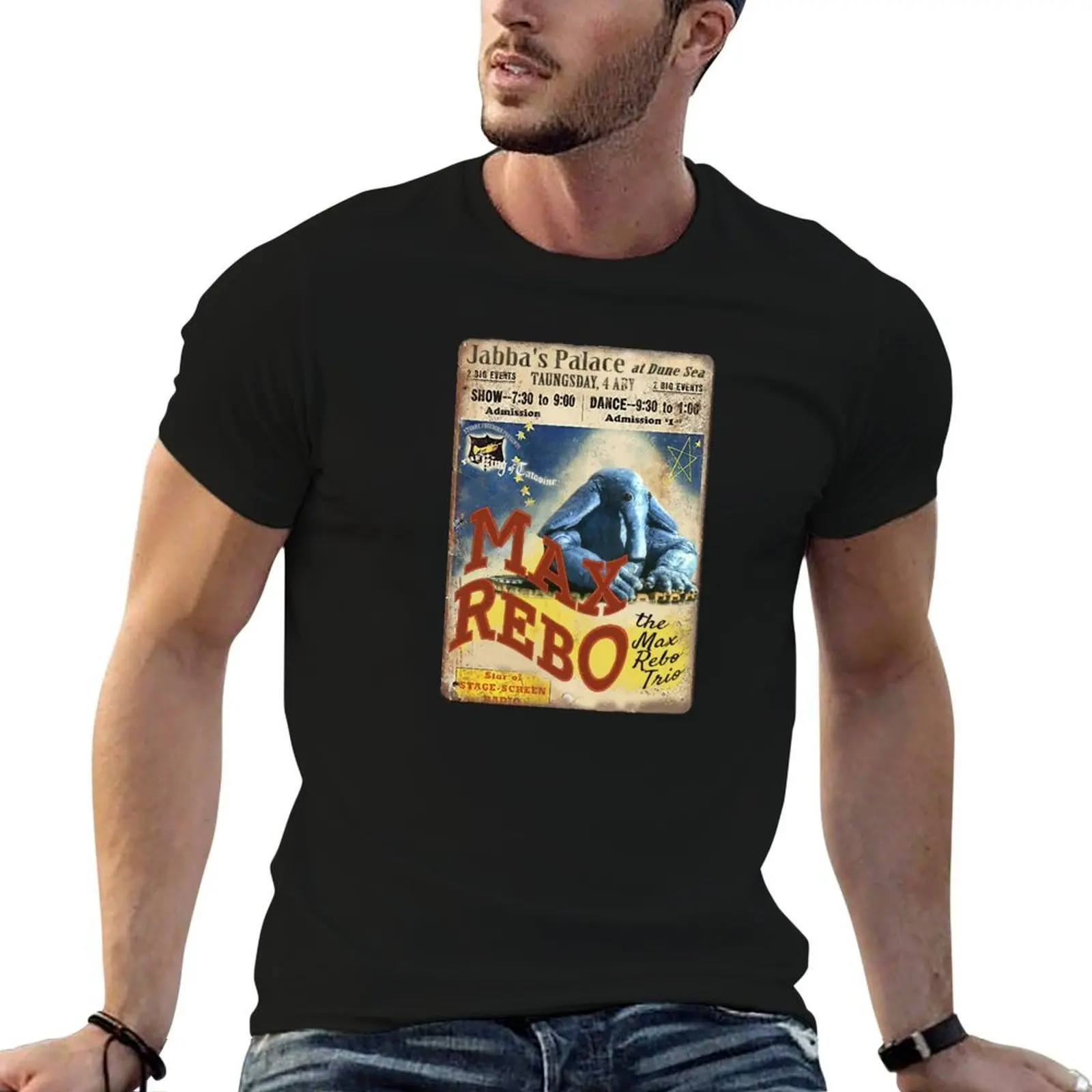 Camiseta con póster de concierto de Max Rebo, estilo vintage, camiseta para hombre, camisetas de lujo para hombre, camisetas divertidas para hombre