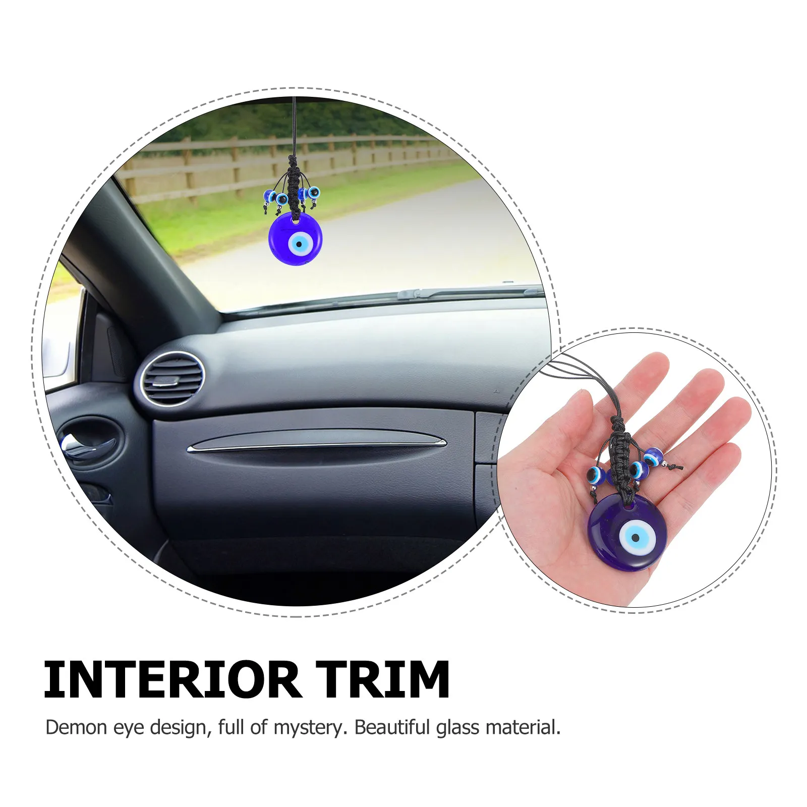 Evil Eye Hanging Ornament Car Decoration Solid Glass Evil Eye Pendant Car Mirror Hanging Accessory Stylish Rear View Mirror