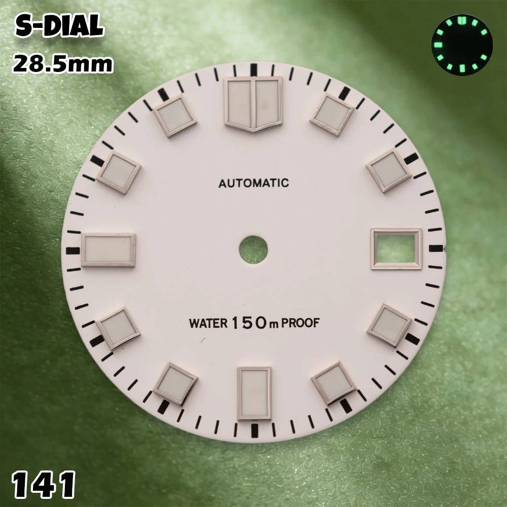 NH S Logo 28.5mm Matte Dial NH36/4R/7S/NH35 Movements C3 Green Luminous Watches for men Watch Modification Accessories