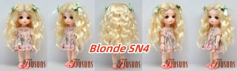 JD880 Lange Sauvage Welle Mittelscheitel Meerjungfrau Lockig mit Twin Bow Braids Puppe Perücken 1/8 1/6 1/4 1/3 Pullip Blythes BJD Haar – Detail 26