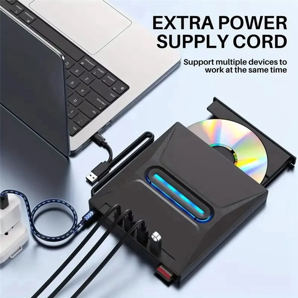 N86R USB 3.0 External CD DVD Drive High-Speed Portable CD/DVD +/-RW Drive with SD Card Reader, CD ROM Burner, and USB-C Conn