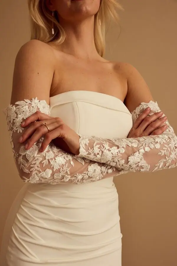 Lace Wedding Sleeves with Elastic Band Covers Arm Off White Long Sleeve Prom Bridal Gloves Bride Accessories