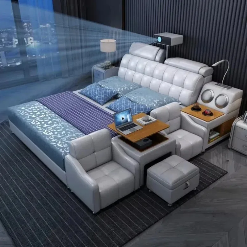 Modern Multifunctional Bed Frame Aesthetic Luxury Storage High End King Bed Frame Modular Castle Letto Matrimoniale Furniture