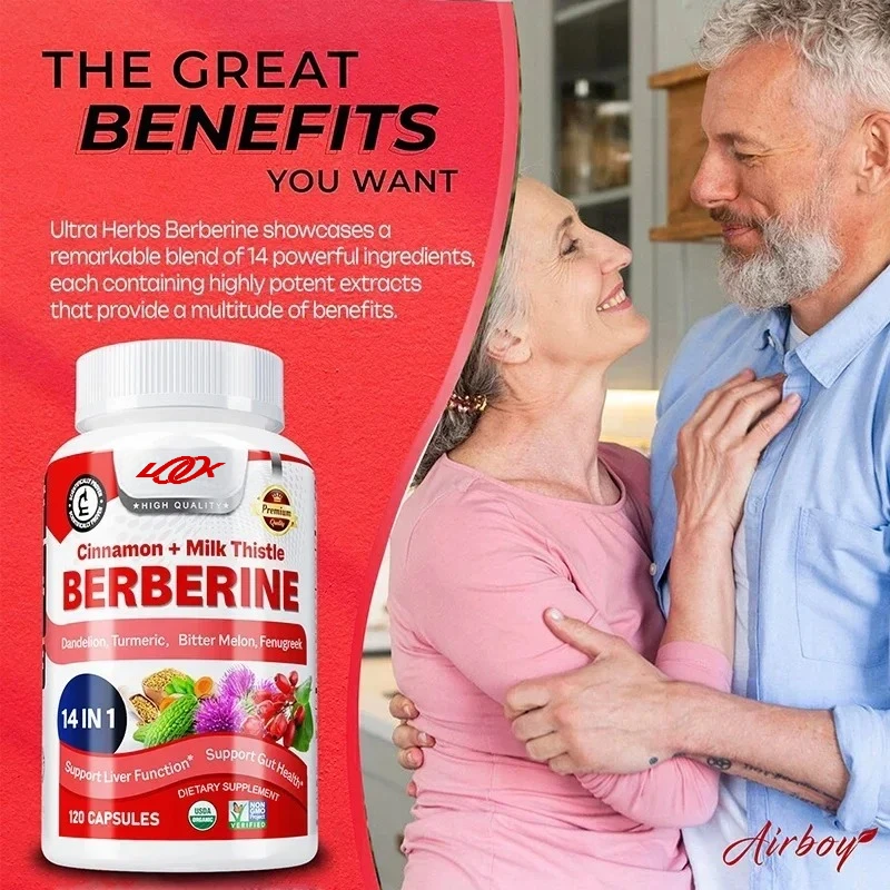 Berberine Capsules - with Ceylon Cinnamon, Milk Thistle - Promotes Healthy Cholesterol, Heart Health,Liver and Digestion Health