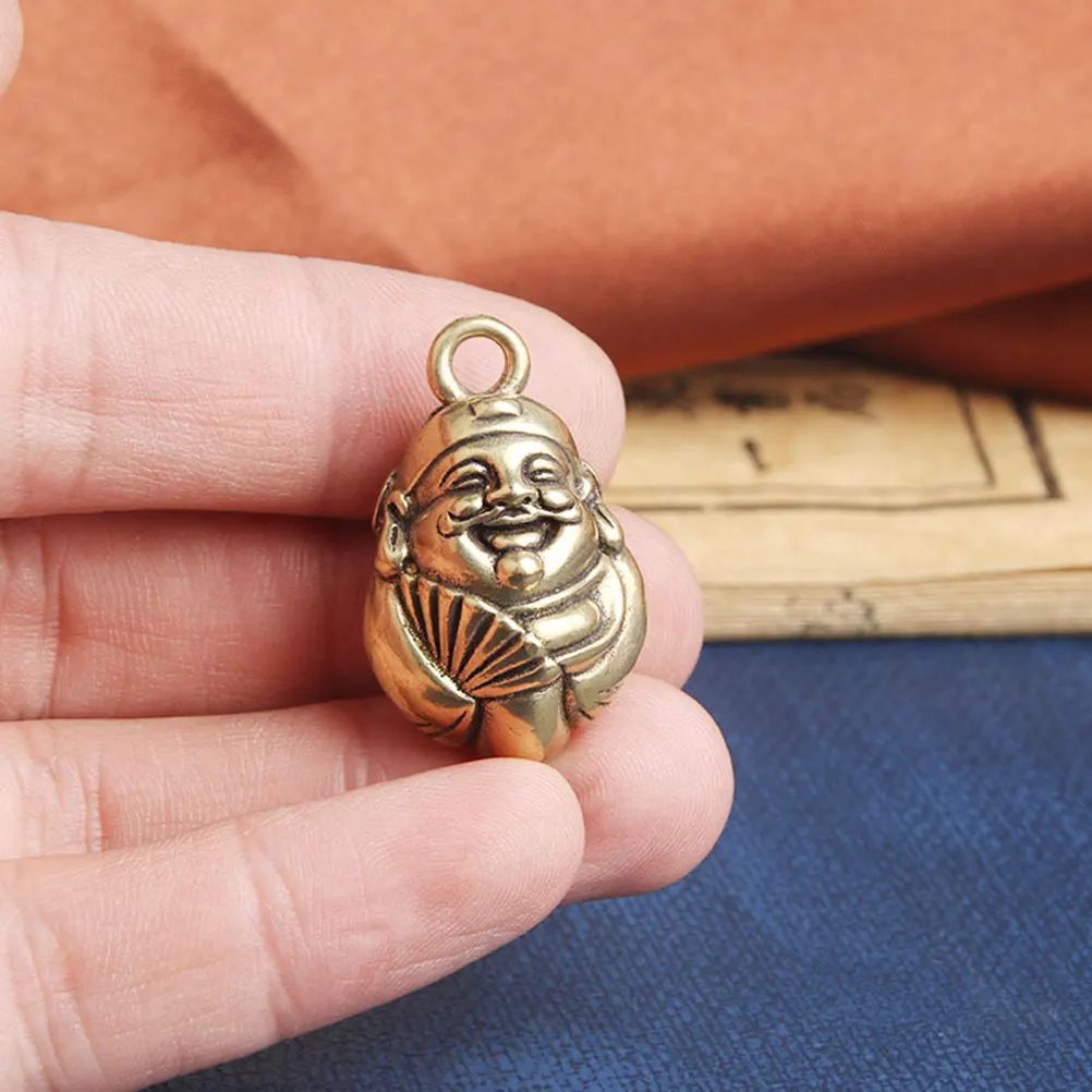 

3pcs Brass God of Wealth Keychain Pendant Small Vintage DIY Carabiner Clip for Keys Hanging Decor Jewelry Craft